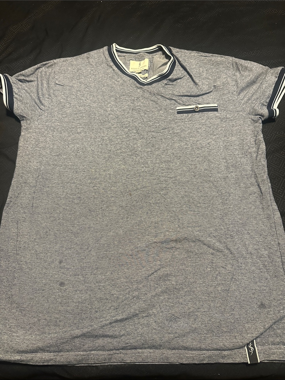 Scott Heather Slate Blue Short-Sleeve Polo with Contrast Trim